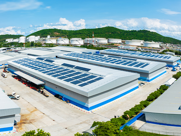 Warehouse with solar panels purchased using green solar loans - QPF Finance Green Lending Specialists